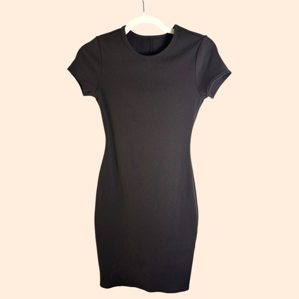 Alo Yoga Goddess Ribbed Mini Dress Espresso